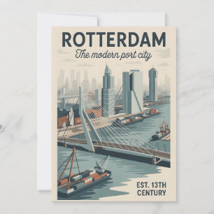 Cartes Pour Fêtes Annuelles Rotterdam Pays-Bas Skyline Rétro Voyage