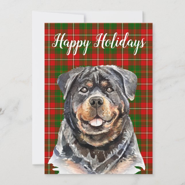 Cartes Pour Fêtes Annuelles Rottweiler à l'aquarelle personnalisé (Devant)