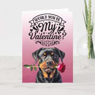 Cartes Pour Fêtes Annuelles Rottweiler avec rose Saint-Valentin personnalisé
