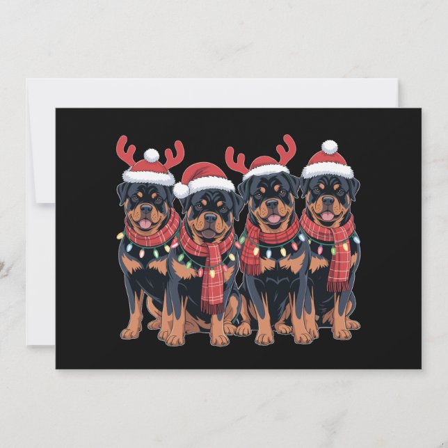Cartes Pour Fêtes Annuelles Rottweiler Chien Noël Noël Noël Noël Famille Papa  (Devant)