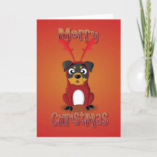 Cartes Pour Fêtes Annuelles rottweiler - costume de renne - Joyeux Noël