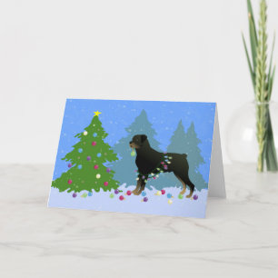 Cartes Pour Fêtes Annuelles Rottweiler dans la forêt de Noël