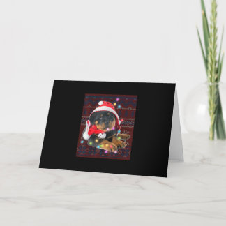 Cartes Pour Fêtes Annuelles Rottweiler Lumières de Noël Sweat Ugly Chien Amour