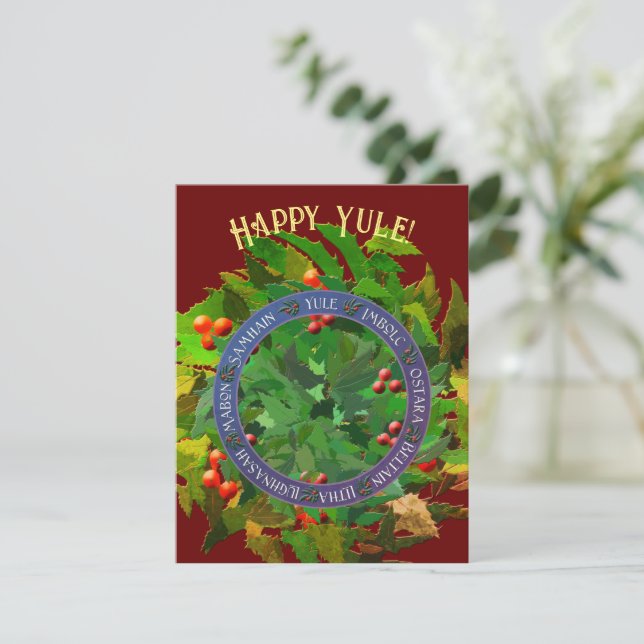 Cartes Pour Fêtes Annuelles Roue d'hiver de l'année (Debout devant)