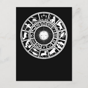 Cartes Pour Fêtes Annuelles Roue du zodiaque avec le soleil et les symboles d'