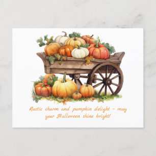 Cartes Pour Fêtes Annuelles Roue rustique de l'Halloween d'automne Citrouille