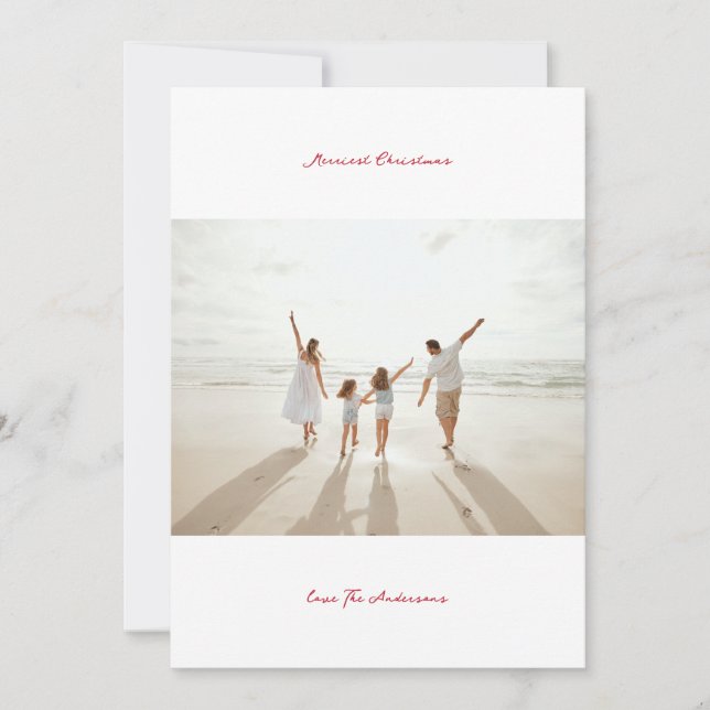 Cartes Pour Fêtes Annuelles rouge berry manuscrite encre plus joyeuse noël pho (Devant)