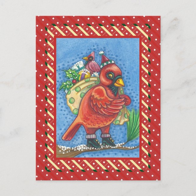 CARTES POUR FÊTES ANNUELLES ROUGE BIRD PÈRE NOËL, BON CARDINAL DE NOËL (Devant)