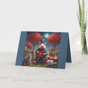 Cartes Pour Fêtes Annuelles Rouge blanc et bleu Pommes de saison automnale et