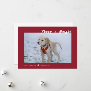 Cartes Pour Fêtes Annuelles Rouge blanc mignon photo Chien Fête Noël