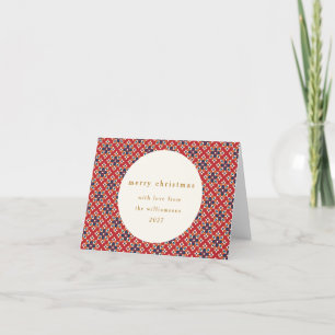 Cartes Pour Fêtes Annuelles Rouge Bleu Géométrique Vintage Noël Personnalisé C