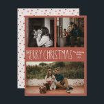Cartes Pour Fêtes Annuelles Rouge Boho Polka Point Noël Classique Trois Photo<br><div class="desc">Cette carte de vacances classique à trois photos en boho rouge pois Noël est parfaite pour votre accueil de vacances à la bohème moderne inspiré de la ferme. La police de caractères rustique classique mais délicate dessinée à la main lui donne un aspect terreux vintage tout en le gardant mignon...</div>