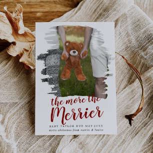 Cartes Pour Fêtes Annuelles Rouge brossé Plus La Grossesse Plus Merrier Photo