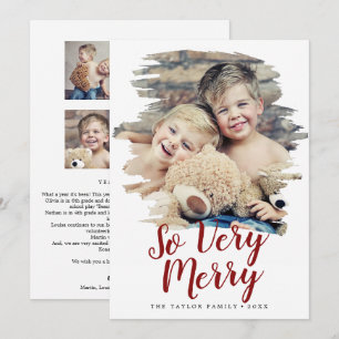 Cartes Pour Fêtes Annuelles Rouge Brossé Si Joyeux Bilan de l'Année en Portrai