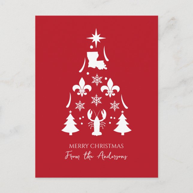 Cartes Pour Fêtes Annuelles Rouge Cajun Vacances de Noël (Devant)