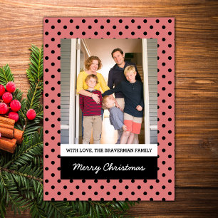 Cartes Pour Fêtes Annuelles Rouge clair Polka Dot Holiday Photo Flat Card