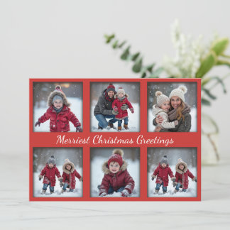 Cartes Pour Fêtes Annuelles Rouge classique - 6 photos voeux de Noël | Famille