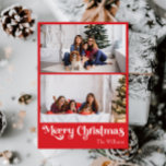 Cartes Pour Fêtes Annuelles Rouge classique Joyeux Noël Vertical 2 Photo<br><div class="desc">Célébrez la saison avec cette carte de vacances unique rouge Joyeux Noël vertical 2 photo avec une touche de charme vintage. Le design minimaliste présente une élégante palette de couleurs rouge et blanc, évoquant l'esprit cosy de l'hiver. Son attrait moderne et ludique, associé à la formulation traditionnelle, crée un équilibre...</div>