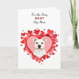 Cartes Pour Fêtes Annuelles Rouge Coeur Blanc Pitbull Chien Remue Ma Queue Mam