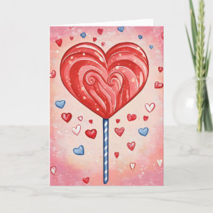 Cartes Pour Fêtes Annuelles Rouge Coeur Lollipop