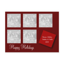 Rouge de salutation de vacances de 5 photos