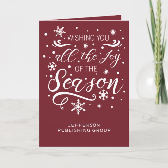 Cartes Pour Fêtes Annuelles Rouge et blanc Elegant Moderne Entreprise Vacances (Devant)