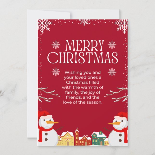 Cartes Pour Fêtes Annuelles Rouge et blanc Simple Joyeux Noël Design (Devant)