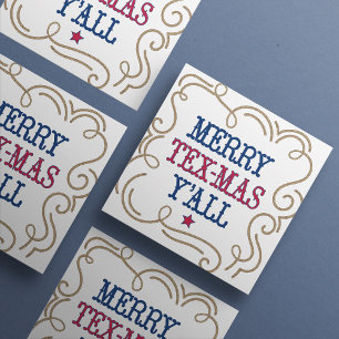 Cartes Pour Fêtes Annuelles Rouge et bleu Merry Tex-Mas Y'all