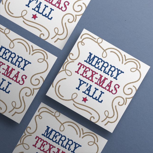 Cartes Pour Fêtes Annuelles Rouge et bleu Merry Tex-Mas Y'all (Créateur téléchargé)