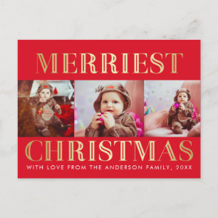 Cartes Pour Fêtes Annuelles Rouge et or   3 Photo Noël voeux