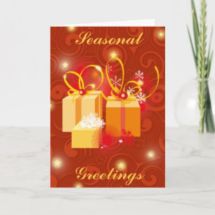 Cartes Pour Fêtes Annuelles Rouge et scène de cadeaux de Noël d'or