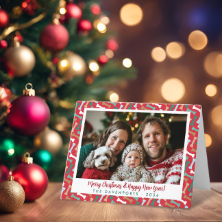 Cartes Pour Fêtes Annuelles Rouge et Turquoise Chien Bones Motif Noël Animaux