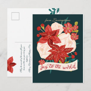 Cartes Pour Fêtes Annuelles Rouge et Vert Floral Classique de Noël