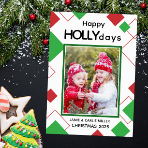 Cartes Pour Fêtes Annuelles Rouge et vert joyeux Hollydays Enfants Noël