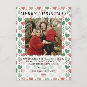 Cartes Pour Fêtes Annuelles Rouge et Vert Love Hearts Famille Noël