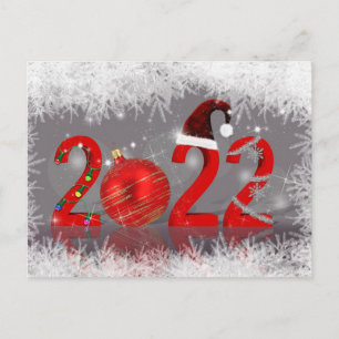 Cartes Pour Fêtes Annuelles Rouge festif Joyeux Noël Nouvel An 2022