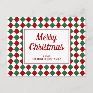 Cartes Pour Fêtes Annuelles Rouge Festif Vérifié Vert Joyeux Noël