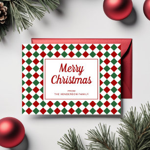 Cartes Pour Fêtes Annuelles Rouge festif vert à carreaux Joyeux Noël