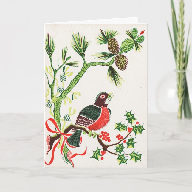 Cartes Pour Fêtes Annuelles Rouge-gorge de Noël (Devant)