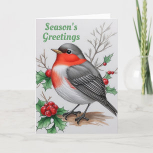 Cartes Pour Fêtes Annuelles Rouge-gorge de Noël 