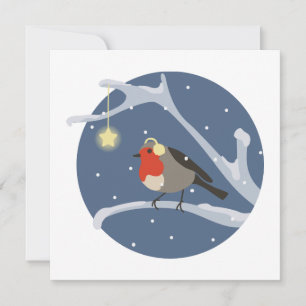 Cartes Pour Fêtes Annuelles Rouge-gorge sur une branche