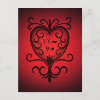 Cartes Pour Fêtes Annuelles Rouge gothique élégant damassé coeur de la Saint V