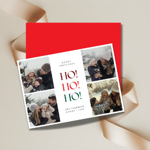 Cartes Pour Fêtes Annuelles Rouge Ho Ho Ho Drôle de Noël Famille Enfants Photo