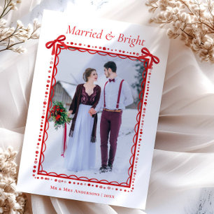 Cartes Pour Fêtes Annuelles Rouge Mariés & Brillants Premier Noël Couple