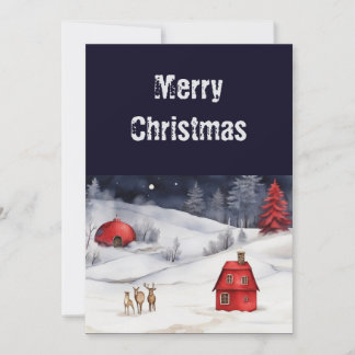 Cartes Pour Fêtes Annuelles Rouge marine hivernal rustique traditionnel