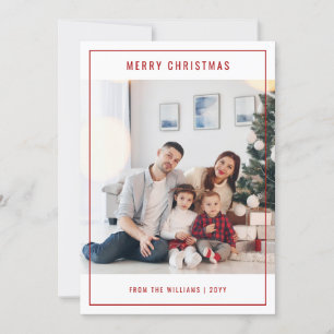 Cartes Pour Fêtes Annuelles Rouge minimaliste Style Famille Photo Noël