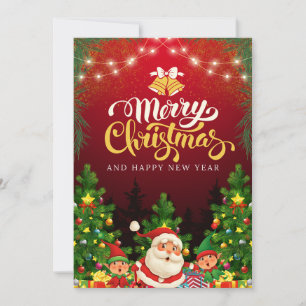 Cartes Pour Fêtes Annuelles Rouge Moderne Joyeux Noël Et Nouvel An