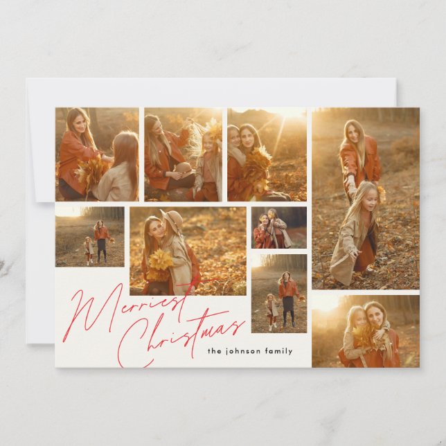Cartes Pour Fêtes Annuelles Rouge moderne Merriest 9 Multi Collage Photo (Devant)