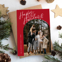 Rouge moderne Script Joyeux Vacances Arch 2 Photo