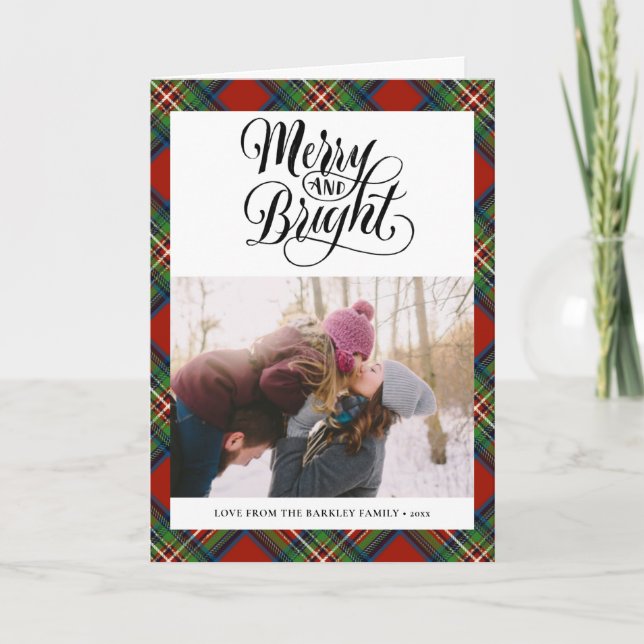 Cartes Pour Fêtes Annuelles Rouge moderne Tartan Noir Plaid Script amusant Sim (Devant)